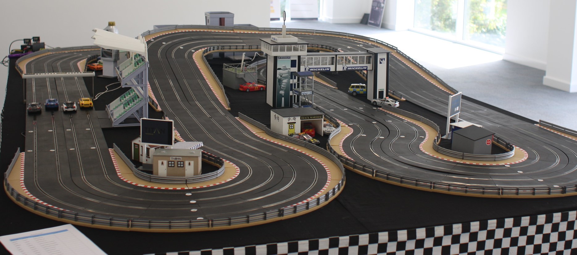 Giant Scalextric track built for a wedding reception